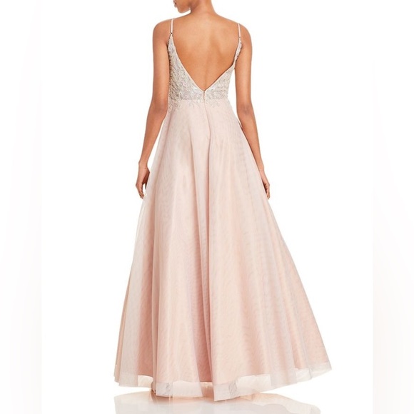 AQUA Blush Paisley Appliqué Gown - Picture 2 of 4